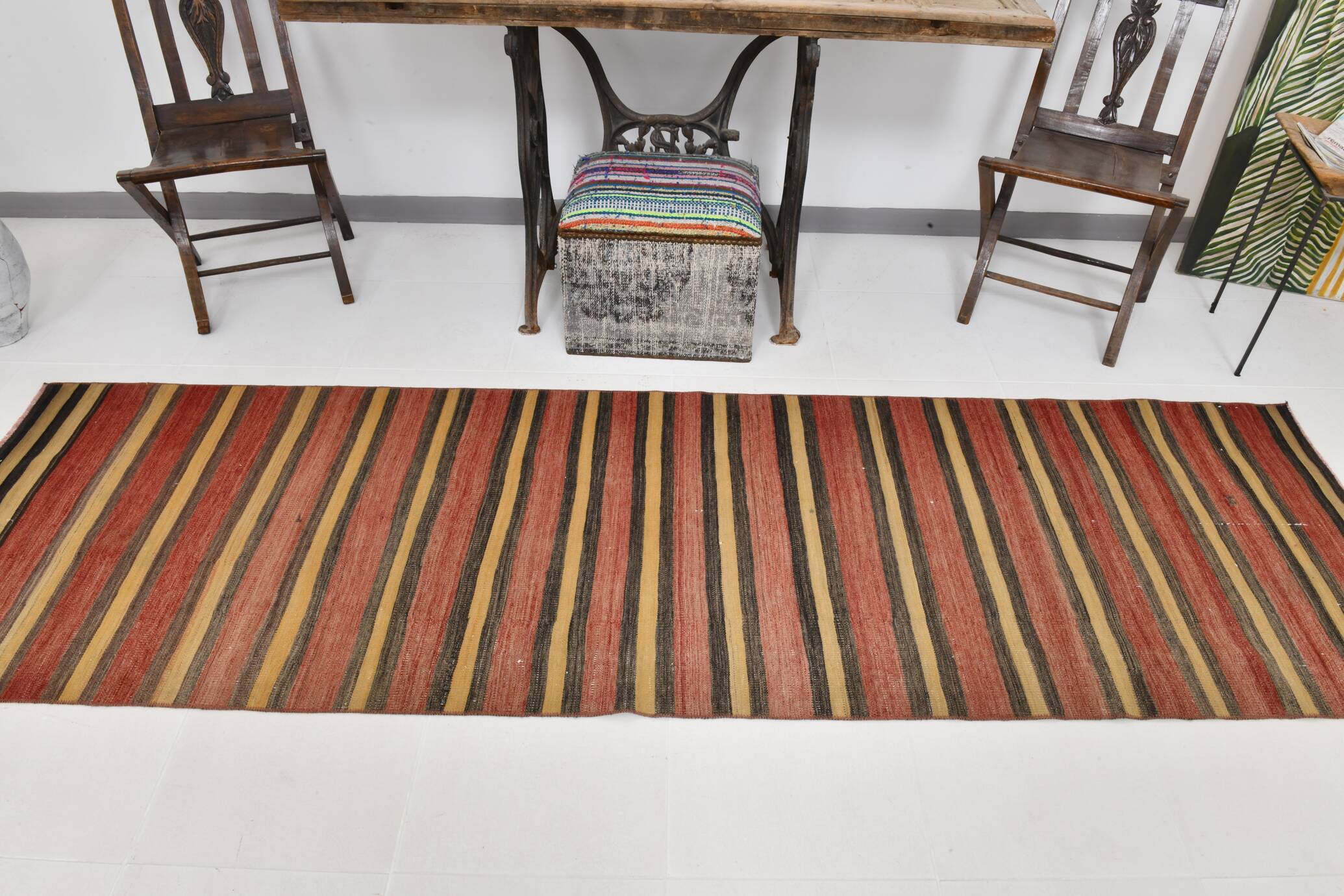 3x10 Rug For Hallway Red & Brown Vintage Kilim Runner Rug, 88x301Cm SK32981