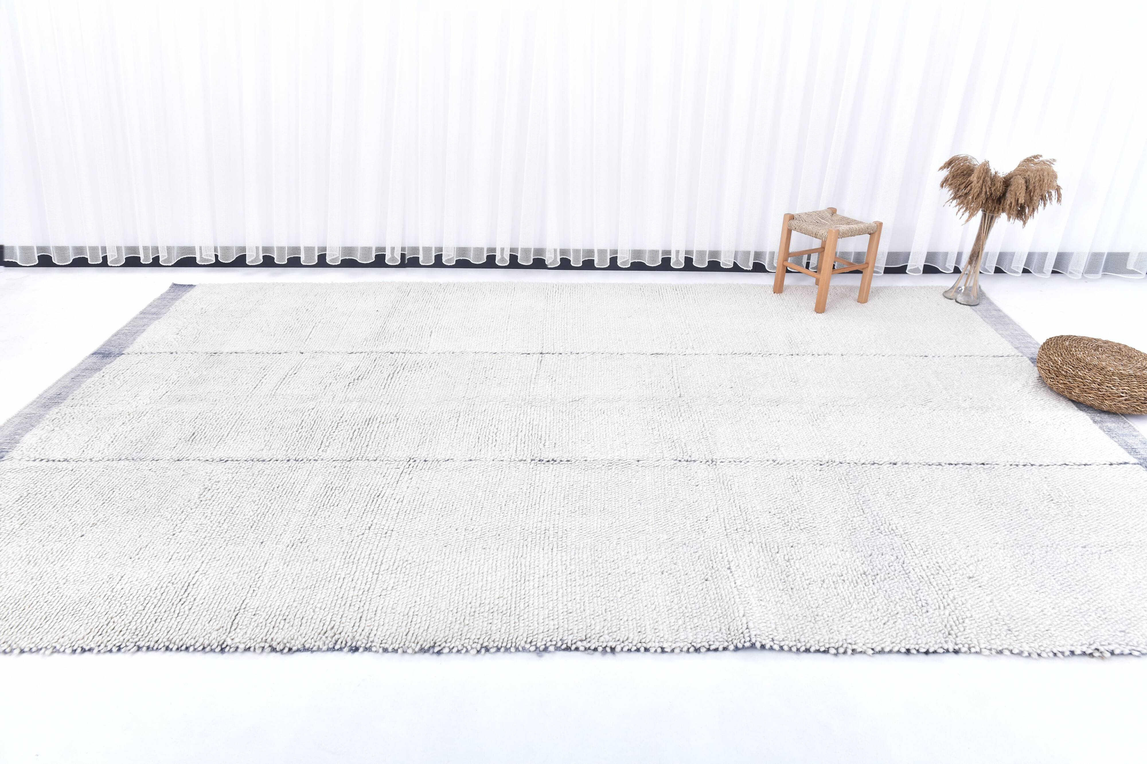 7x12 Soft Pastel Blue Handmade Vintage Rug, 206x357Cm