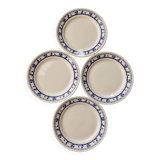 4 vintage earthenware dessert plates with floral pattern