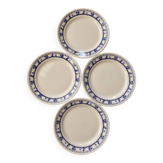 4 vintage earthenware dessert plates with floral pattern