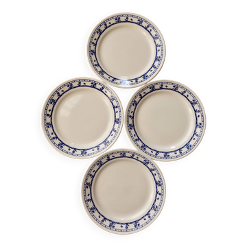 4 vintage earthenware dessert plates with floral pattern