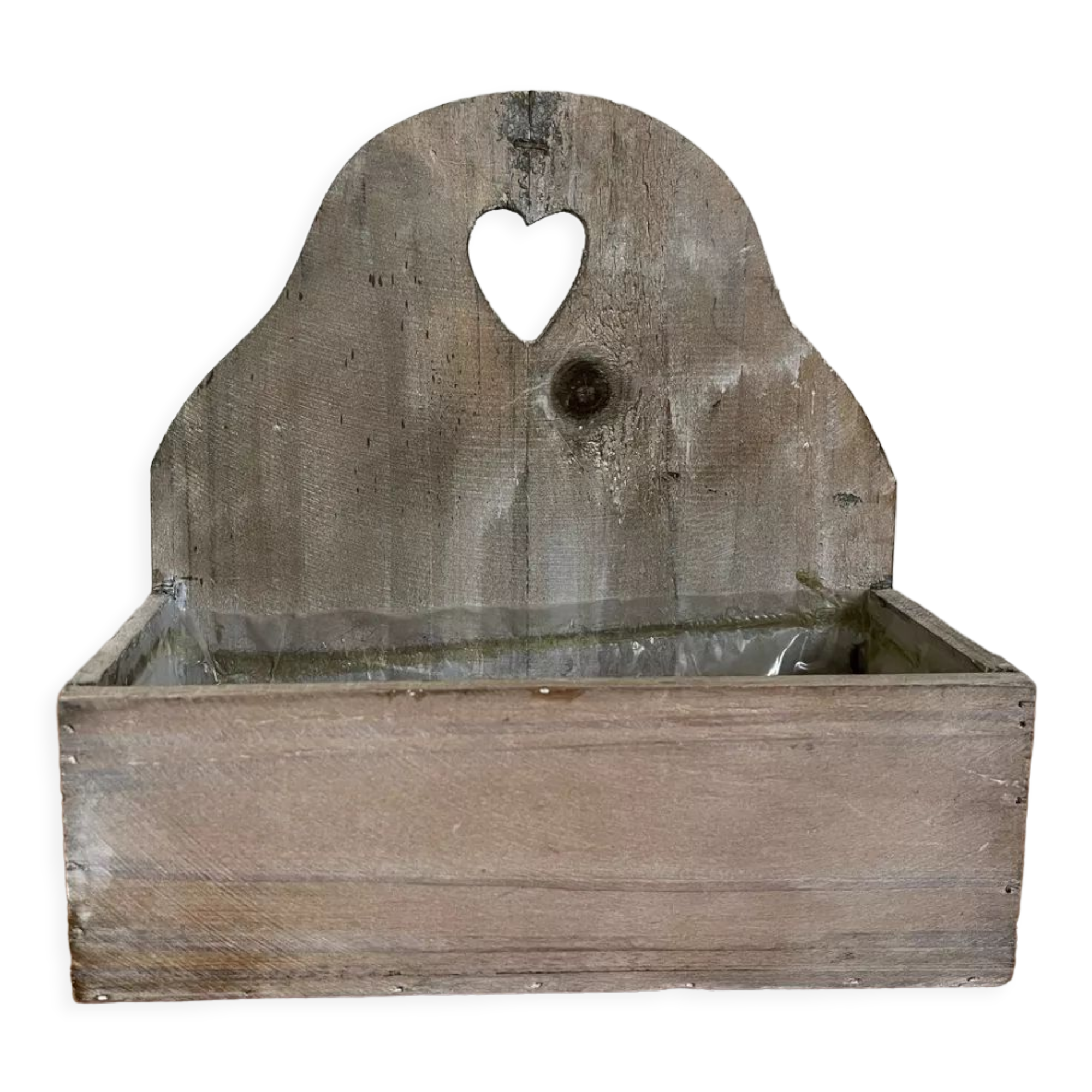 Wooden planter white patina