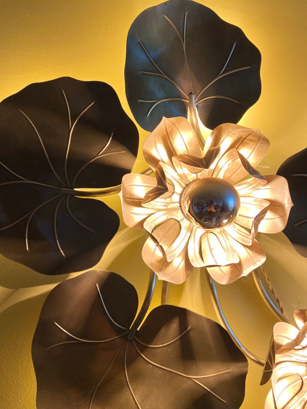 Large water lily wall lamp from the Florart house, 1960s-1970s