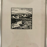Set of six art deco linocuts