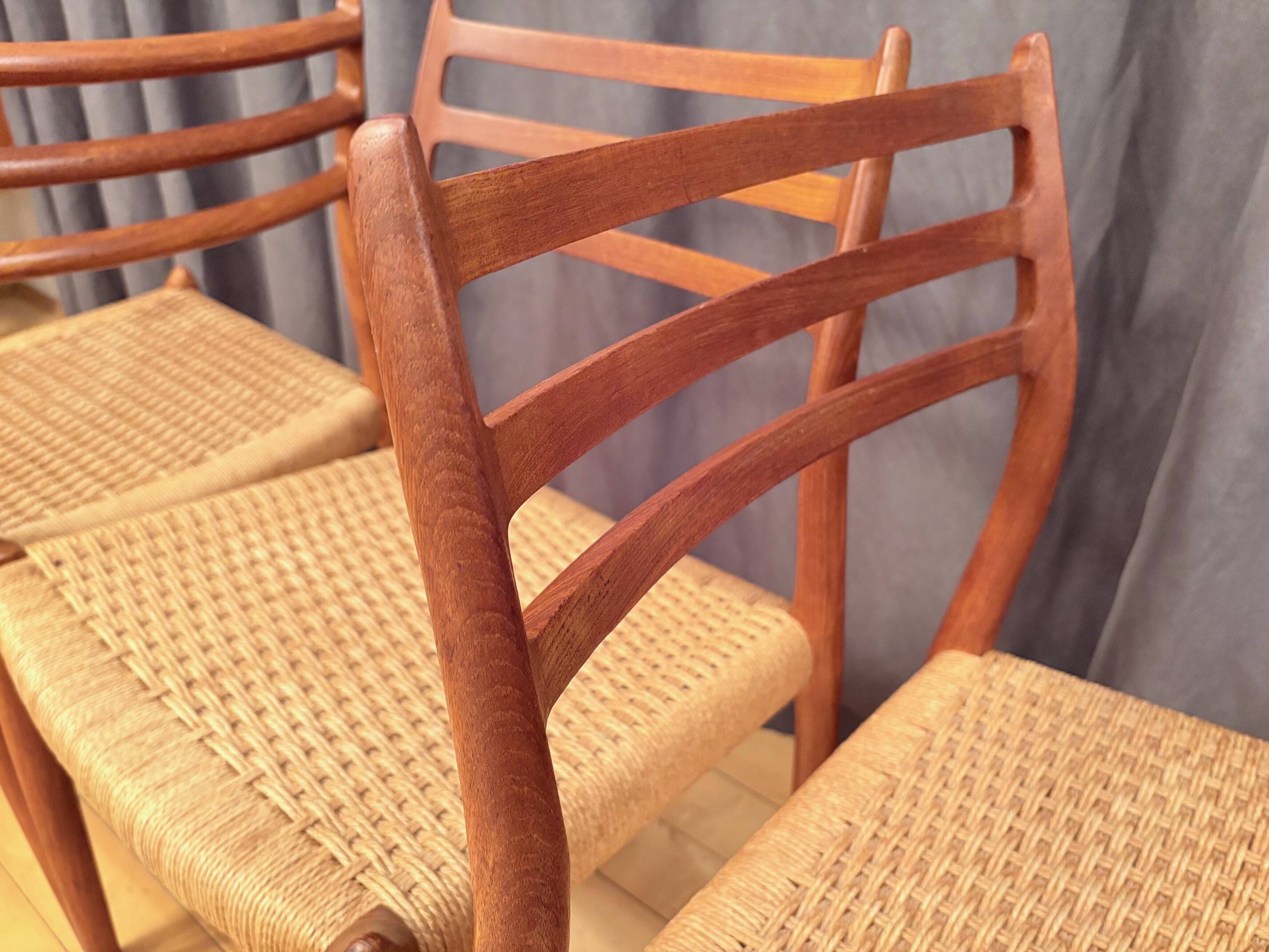 Set of three chairs, model 78, designed by Neils O. Möller, JL Møllers Møbe.