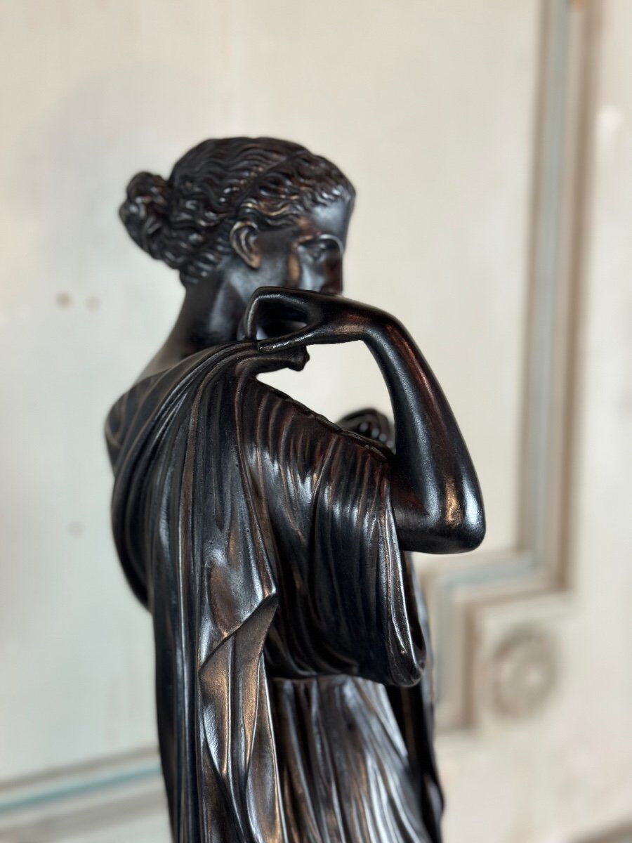 Diane de Gabies, bronze after the antique, black patina 19th century