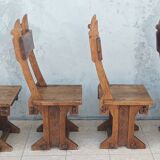 Set of table and 4 mountain chairs in solid oak