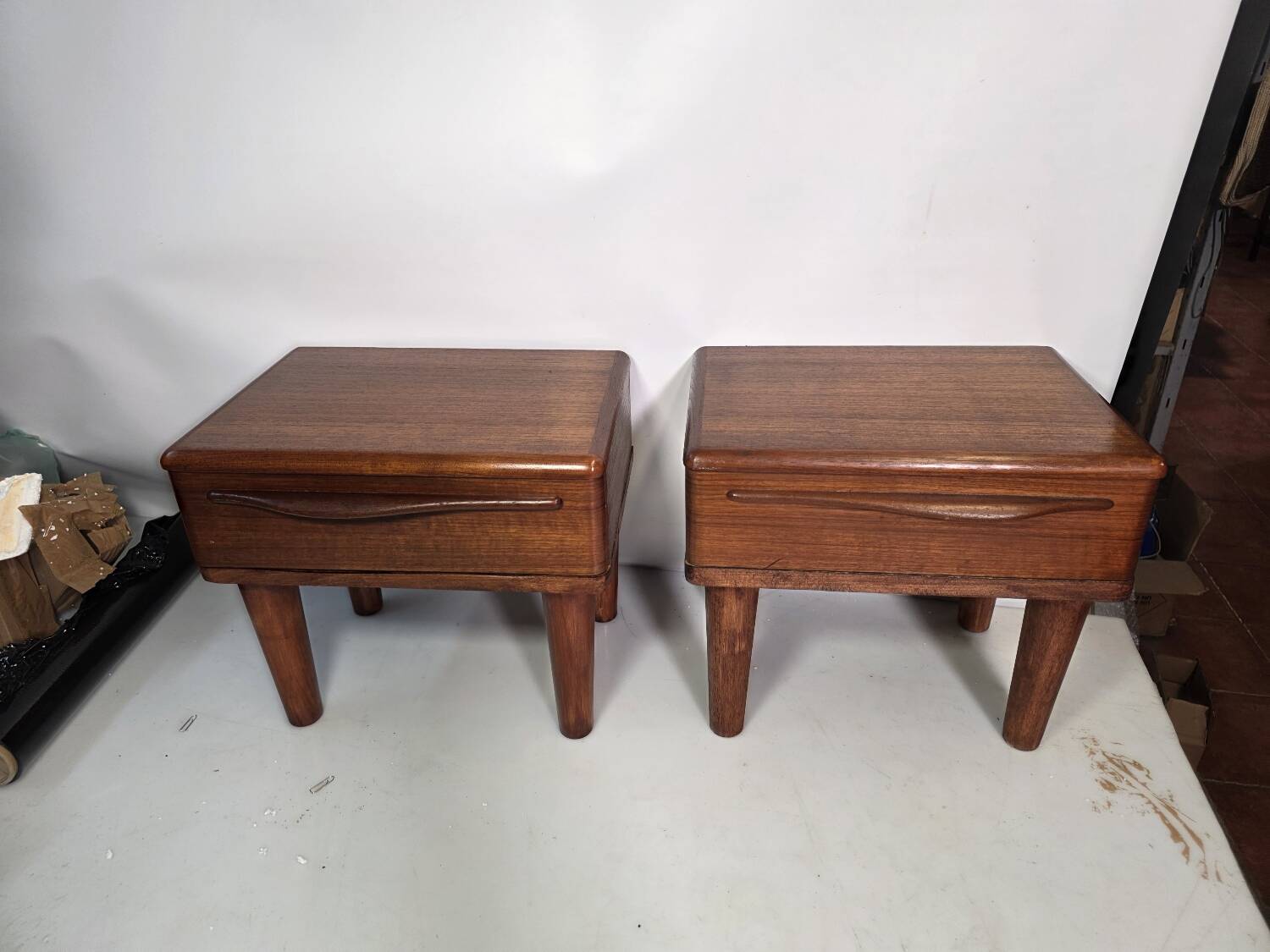 Pair of Scandinavian teak bedside tables from the 1960s.