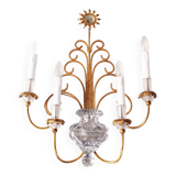 Monumental Bagues style crystal and gilt central sconce by Banci Firenze