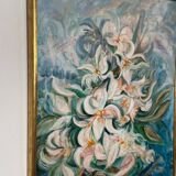 Mid Century Swedish Oil on Canvas – “White Lilies” by Torsten Hult