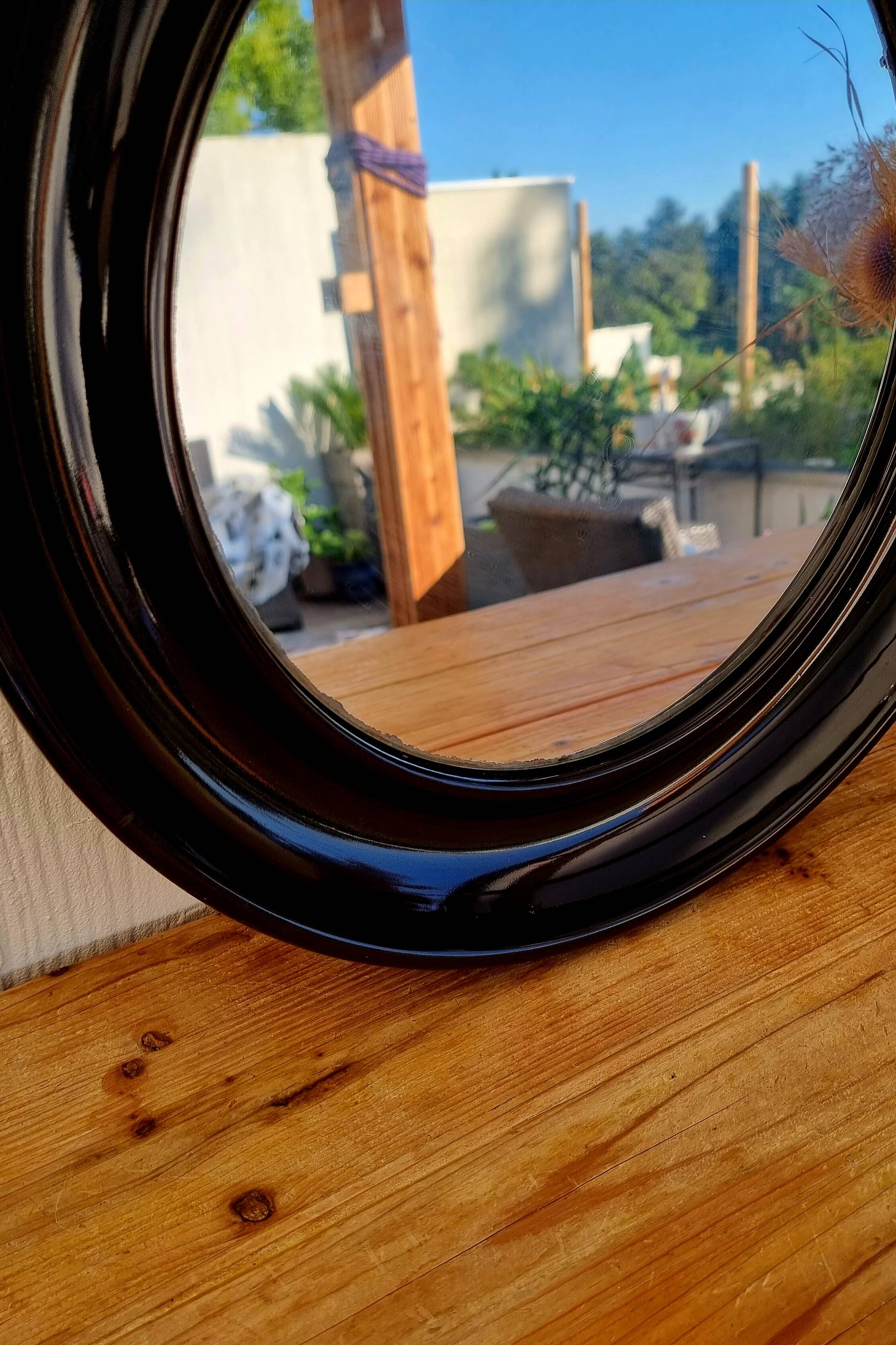 Vintage Salc brown round mirror