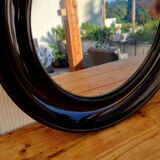 Vintage Salc brown round mirror