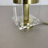 Postmodern Brass Acryl Glass Cubic Table Light, Italy 1970