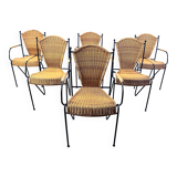Wicker chairs by Frederick Weinberg, 1960s, set of 6