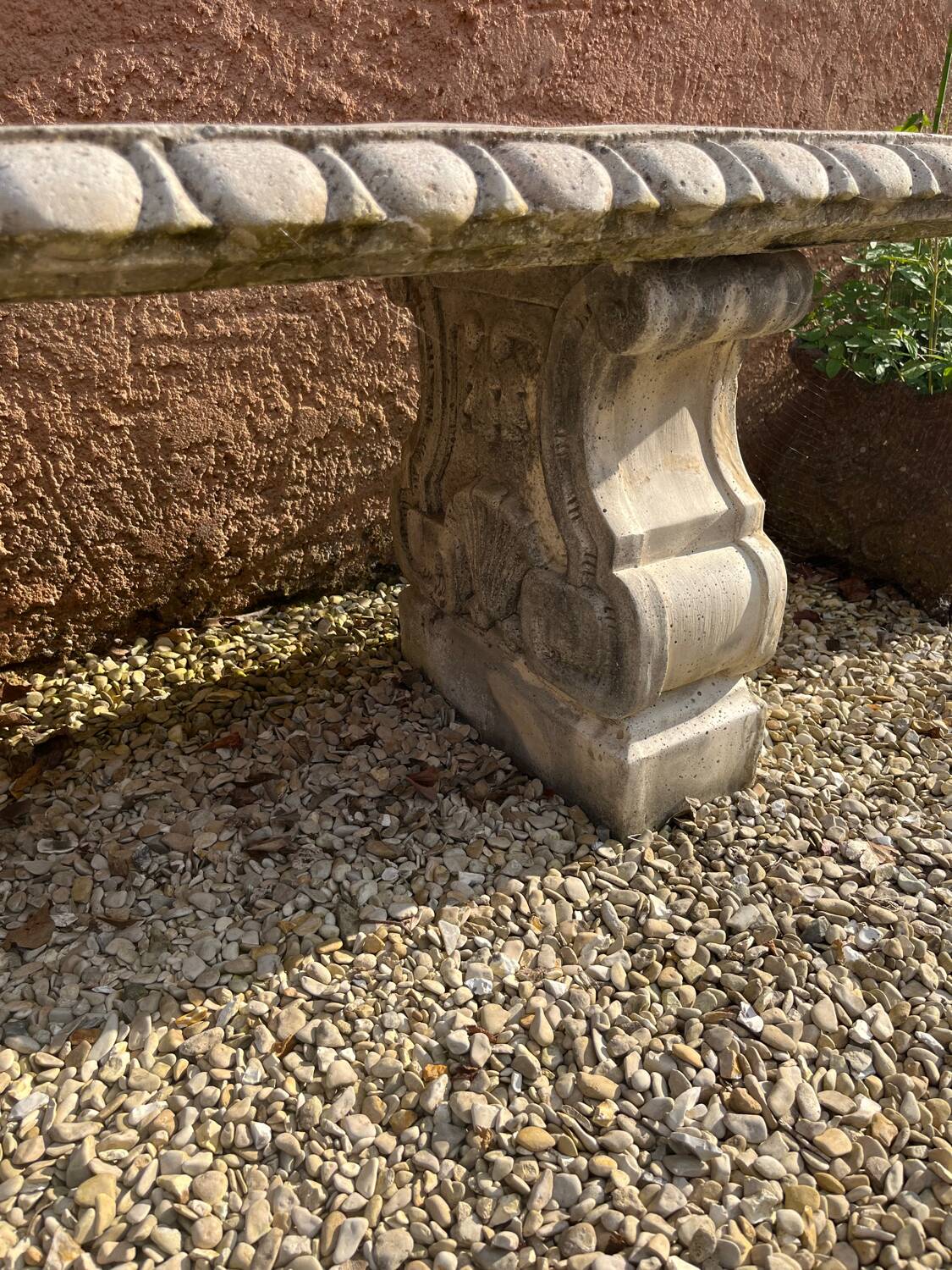 Stone garden bench