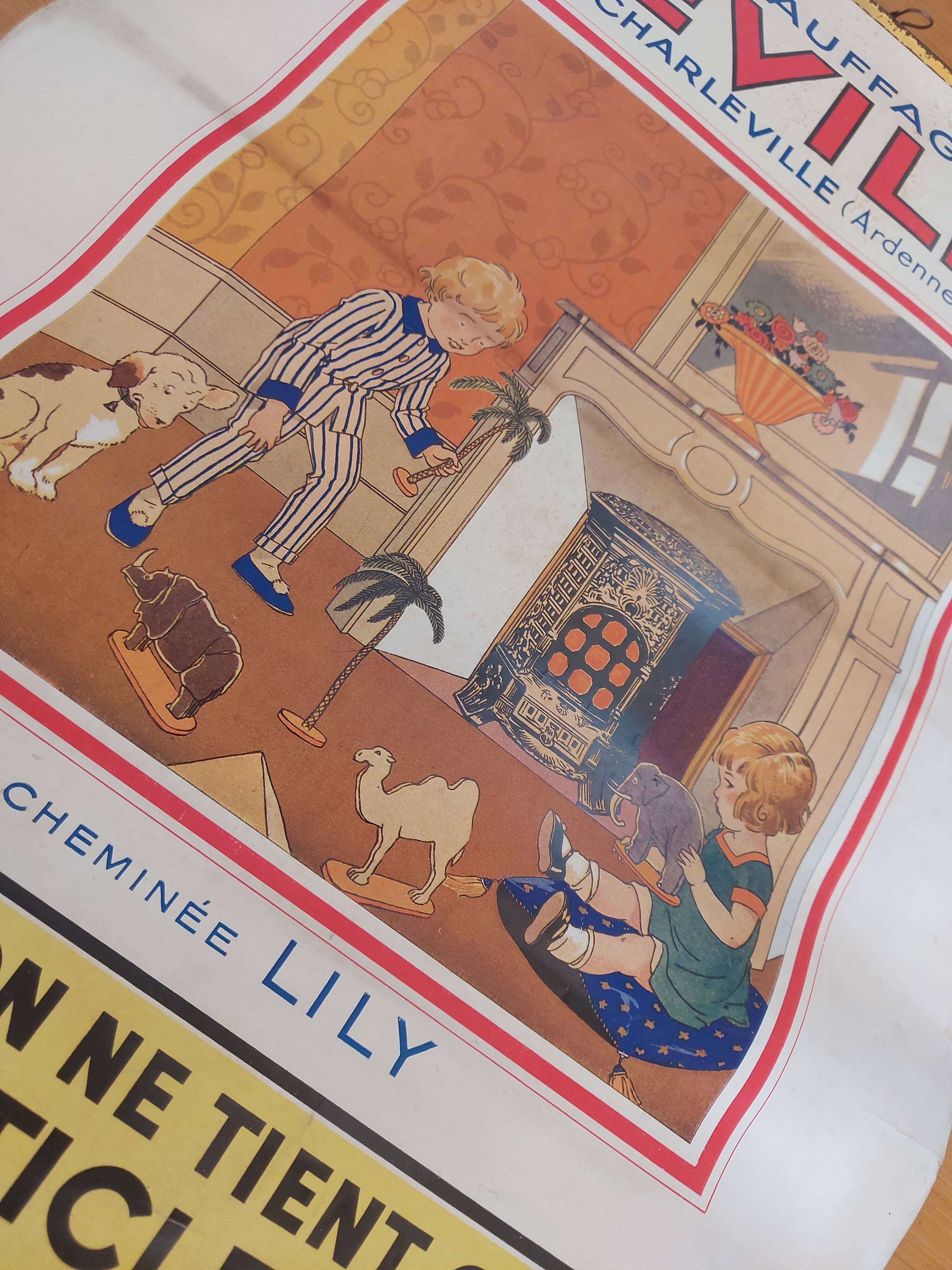 Lithographed poster heating Deville