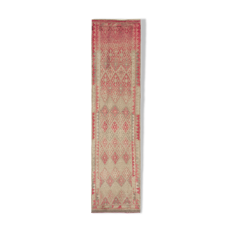 Tapis runner beige oriental unique fait à la main 86 cm x 348 cm