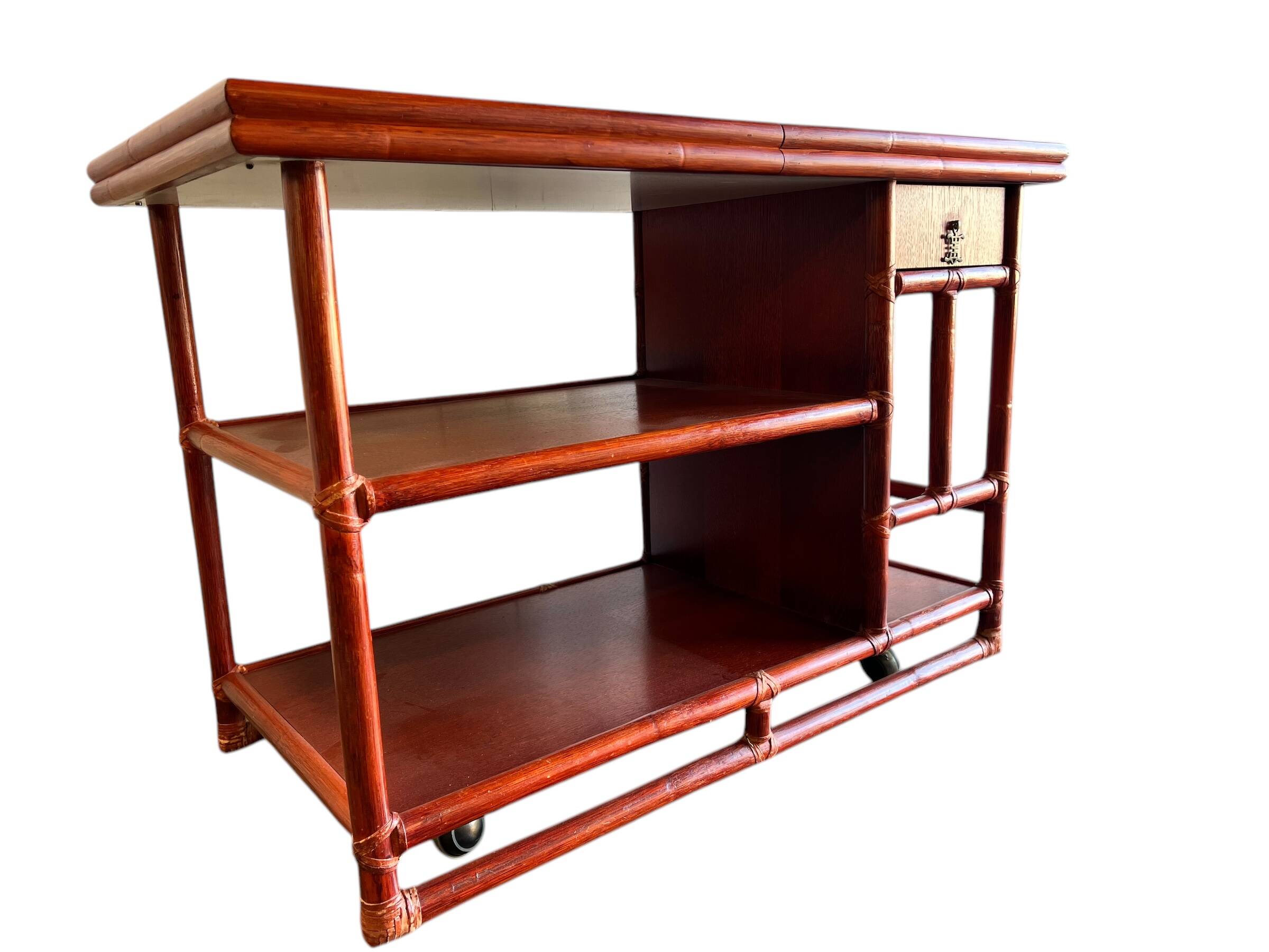 Lydia Levi coral red for McGuire Bar Cart