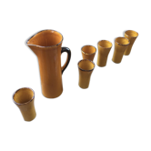 Service carafe et verres céramique jaune