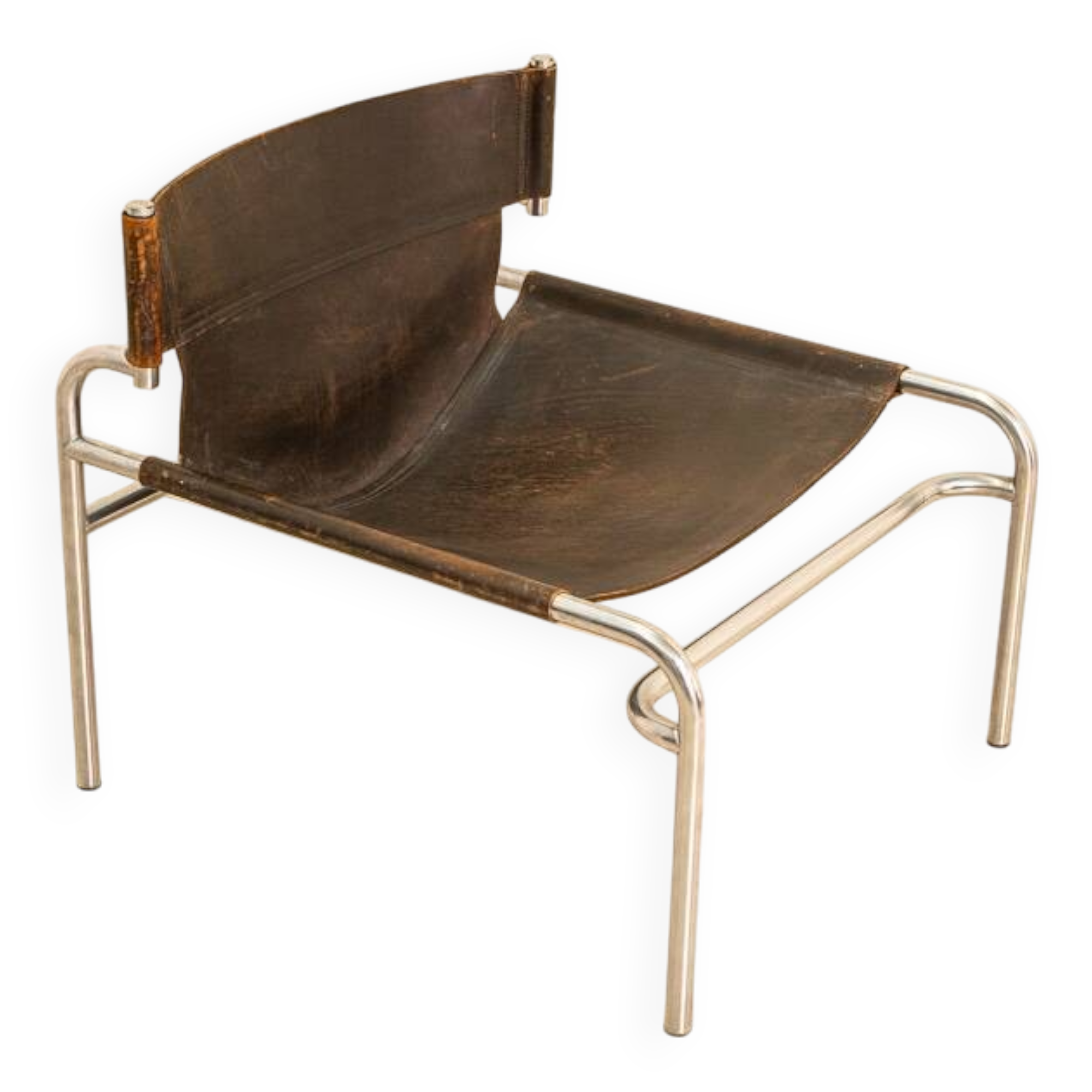 "SZ12" armchair in brown leather by Walter Antonis for Spectrum 60's