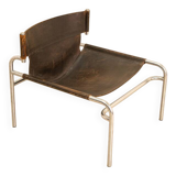 "SZ12" armchair in brown leather by Walter Antonis for Spectrum 60's