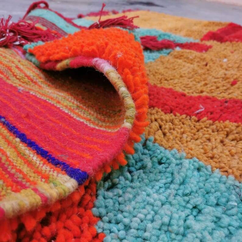 Tapis beni ourain traditionnel tissé main