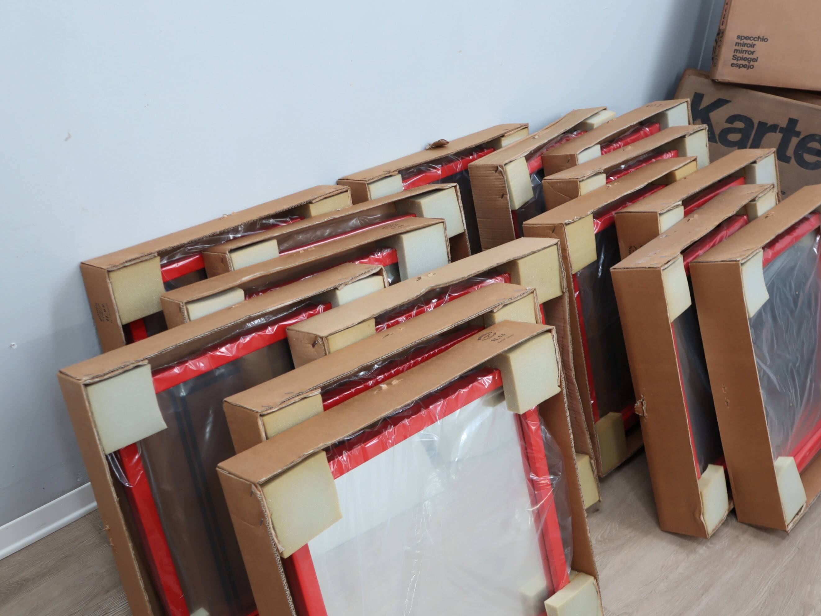 1970s Anna Castelli Ferrieri for Kartell Mod. 4727 Red Mirror