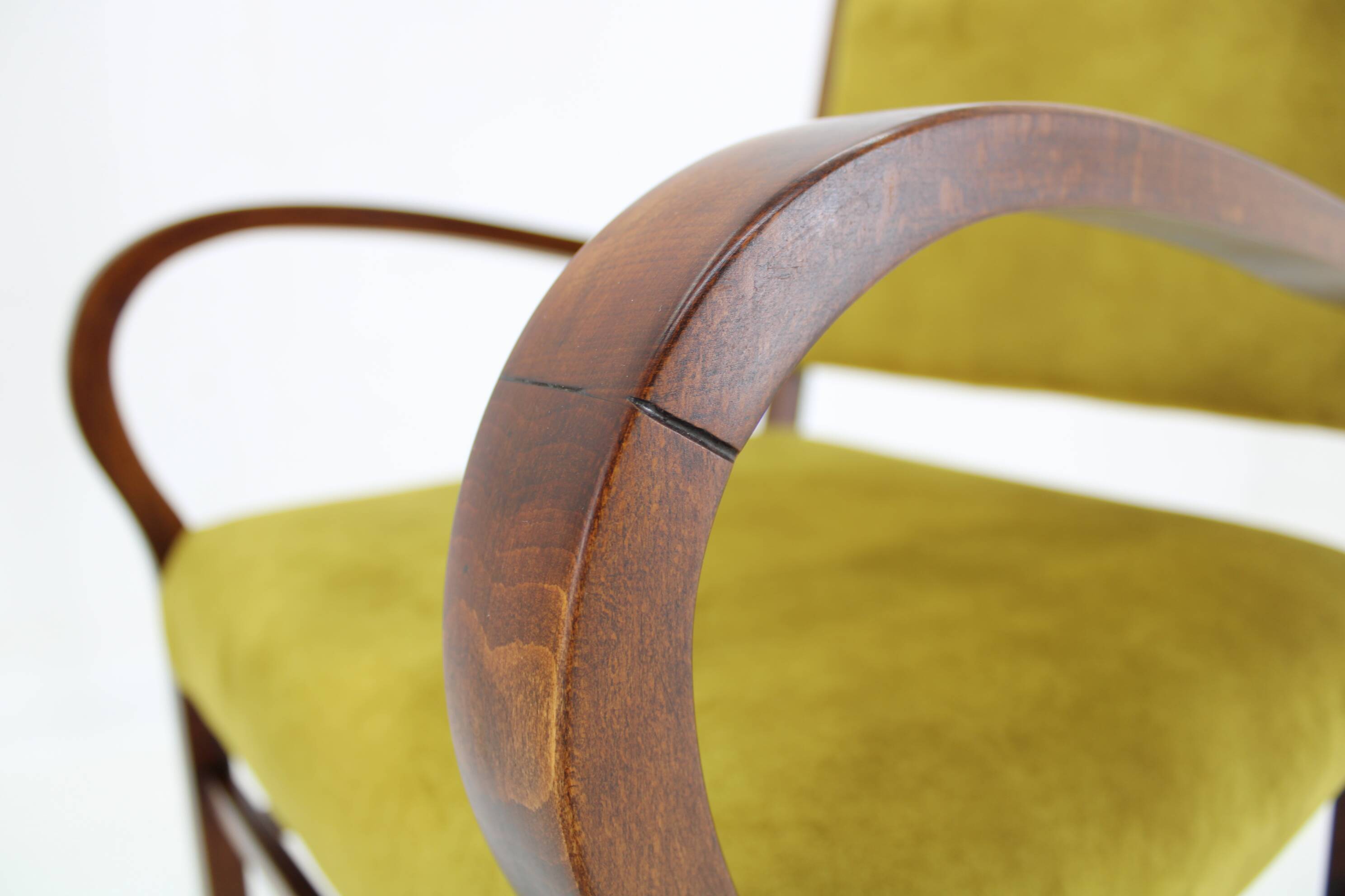 1940s Pair of Restored Beech Art Deco Armchairs ,Czechoslovakia