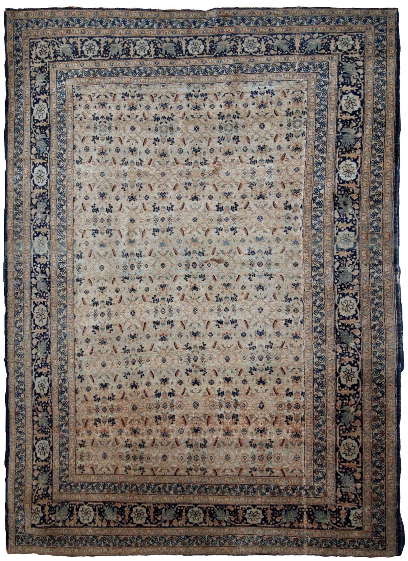 Handmade antique Persian Tabriz Hajalili rug 4.2' x 6.5' (128cm x 198cm) 1880s - 1B693