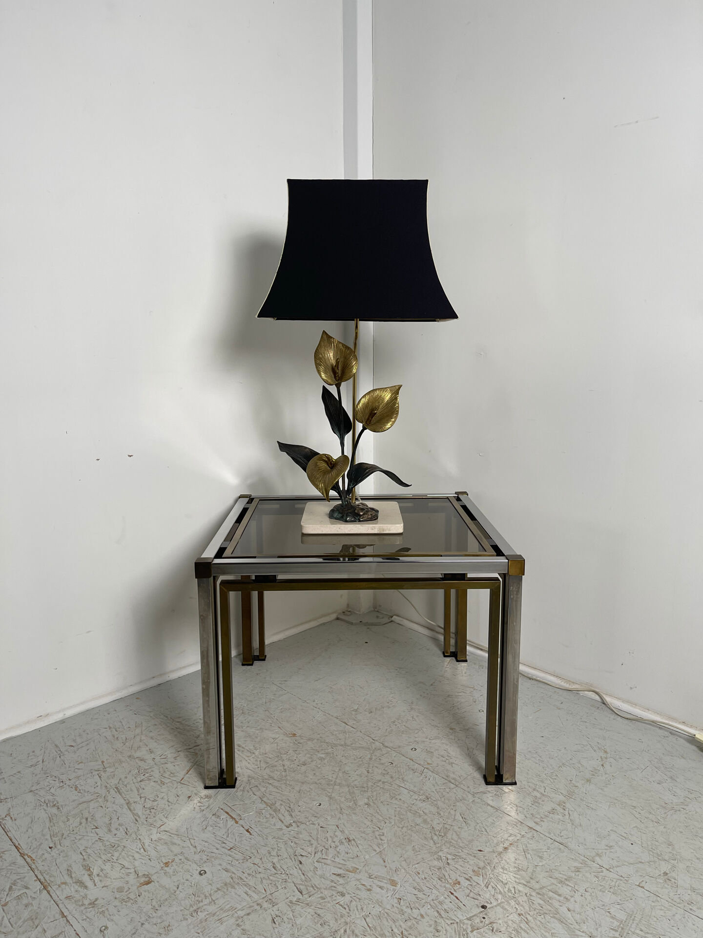 Lampe florale bronze 1970