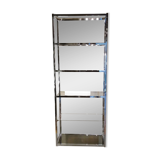 Designer shelf in chrome metal and smoked glass vintage 1970