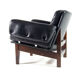 Danish teak & black leather armchair 50s