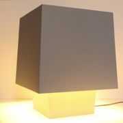 Grey metal cubic design lamp, coloured filters and Japanese signature.