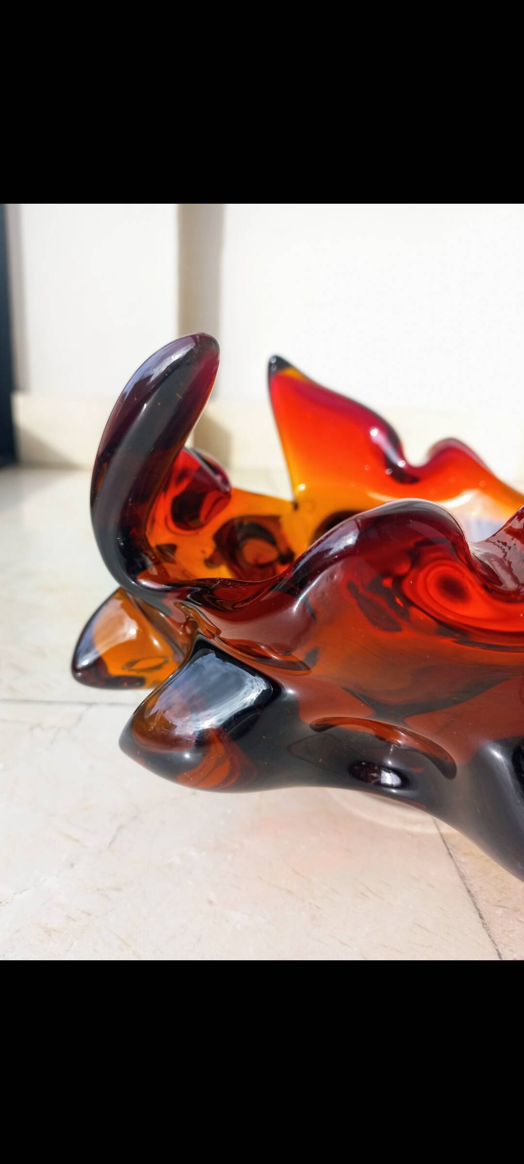 Fiery amber Murano centerpiece