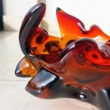 Centre de table en verre de Murano ambre ardent