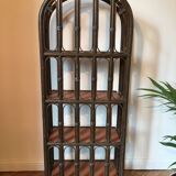 Vintage rattan library and terracotta-coloured tablets