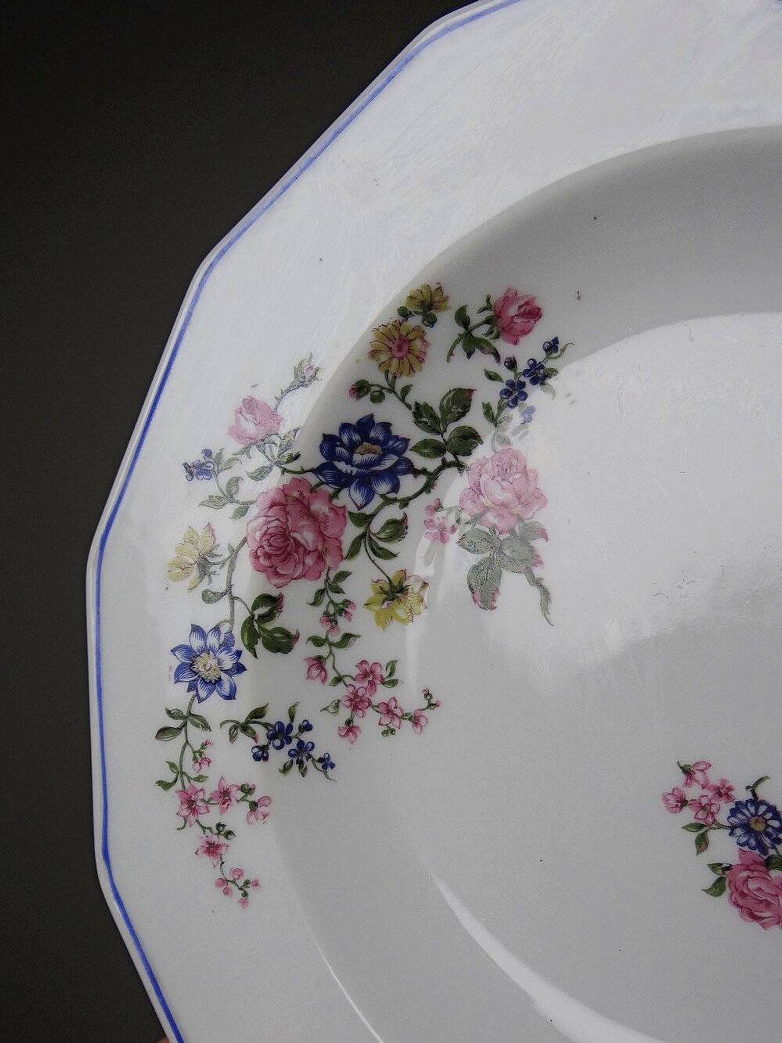 4 Bernardaud Limoges porcelain soup plates with floral decoration from the 1920s-1950s