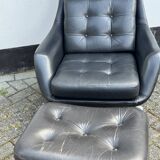 Fauteuil pivotant vintage Bramia avec repose-pieds