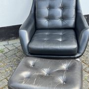 Fauteuil pivotant vintage Bramia avec repose-pieds
