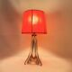 Vintage crystal lamp base with red pleated organza ribbon shade 1940
