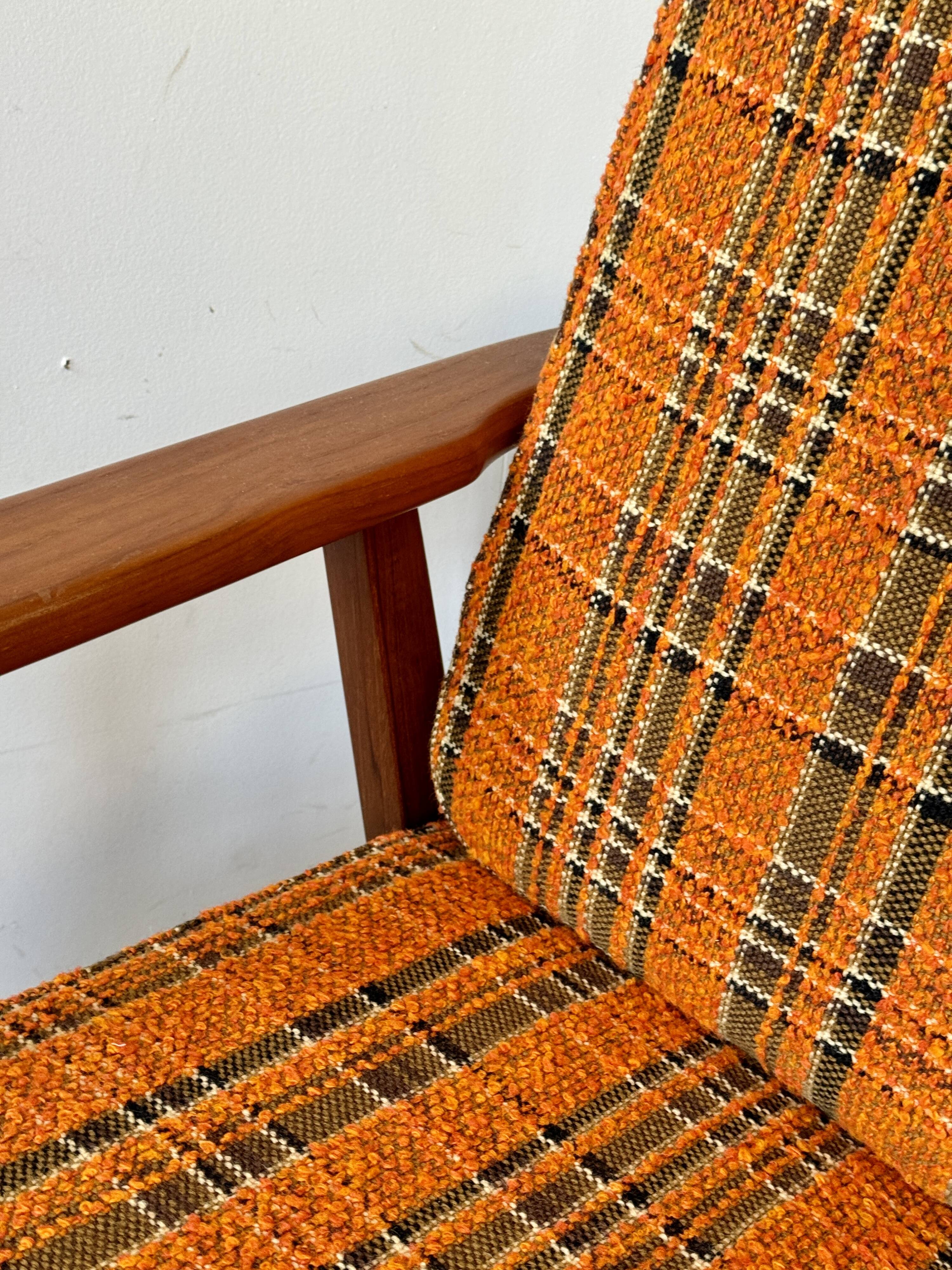 Teak and wool sofa, Denmark 60s/70s, vintage, mid-c modern