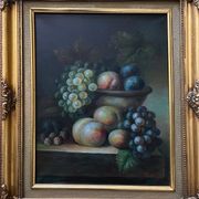 Tableau HST "Still Life with Fruits" Signed (?) 20th century + frame