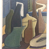 Oil painting on canvas "Still Life with Plate" Franco Prayer (1924) 60x50 cm