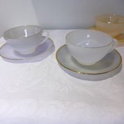 3 vintage Harlequin 211291 tea or chocolate cups and saucers.