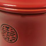 Teapot duo red ceramic asian black pattern with 2 cups