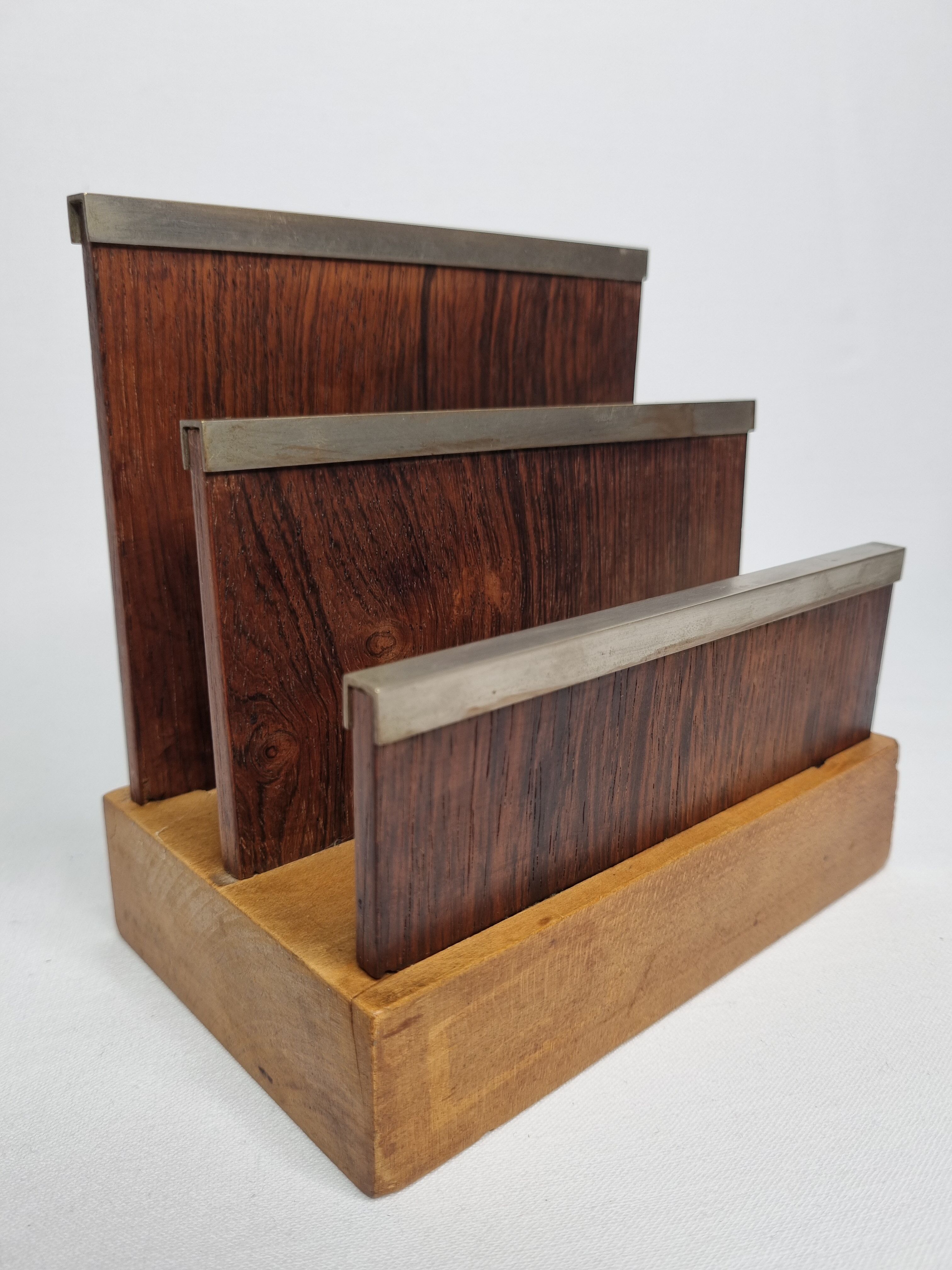 Art Deco letter carrier in precious wood and metal