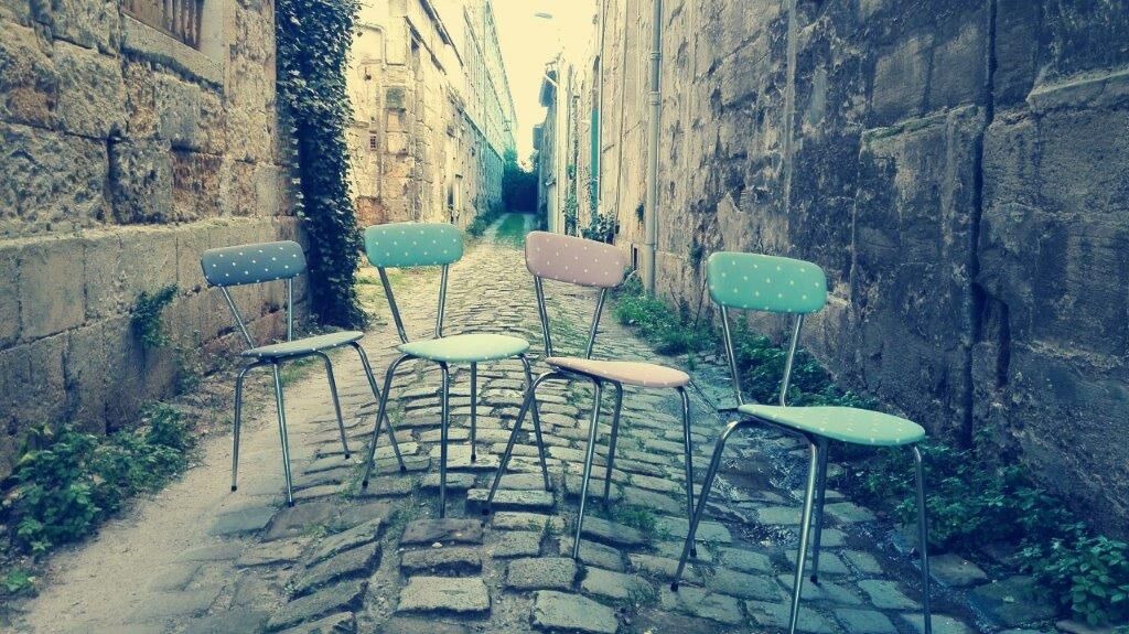 Set of four vintage chairs from the 1960s.