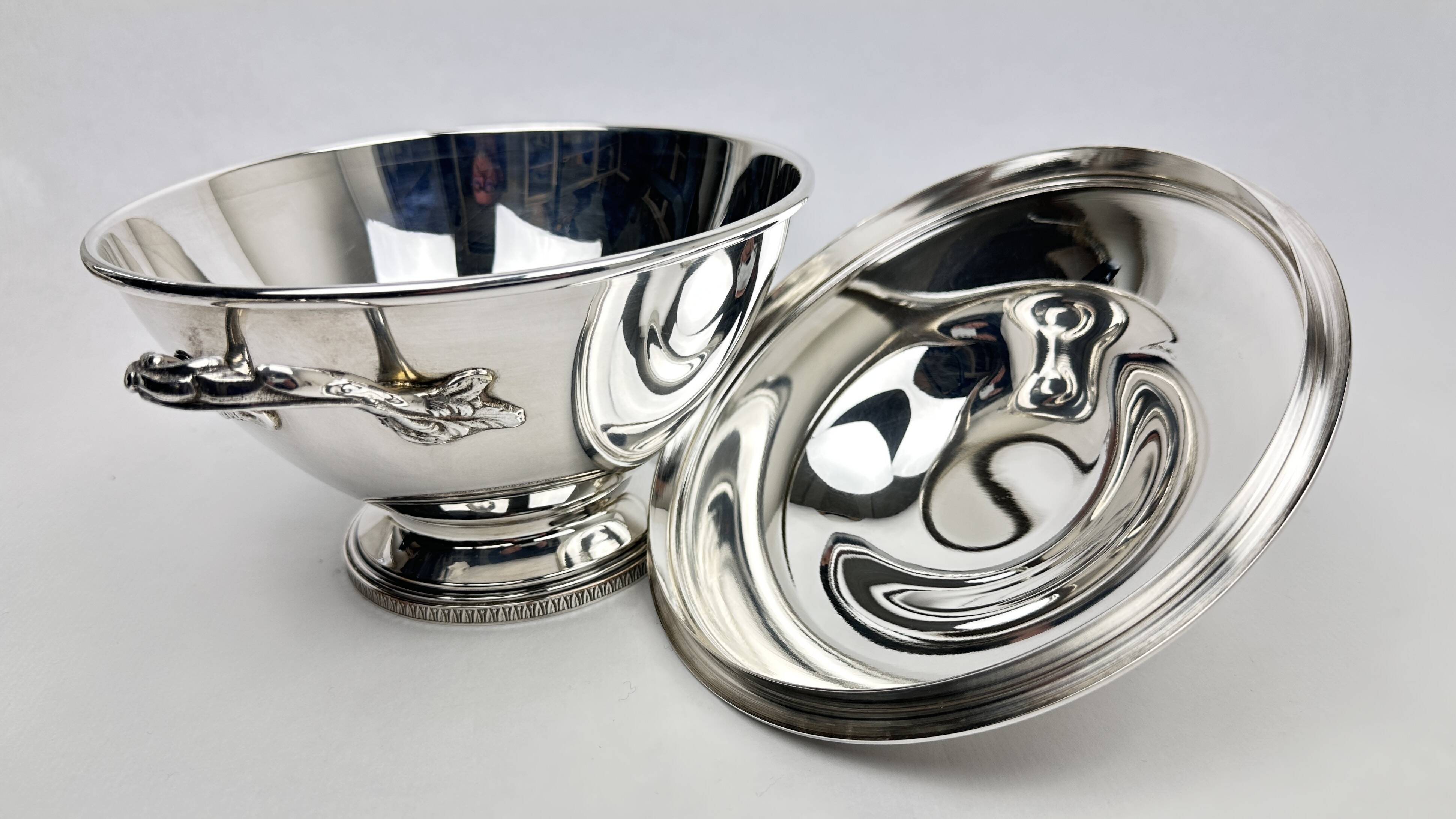Vegetable Dish, Silver Metal Soup Tureen, Empire Style, Malmaison