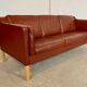 Vintage Danish mid-century Mogens Hansen 3-person cognac leather sofa