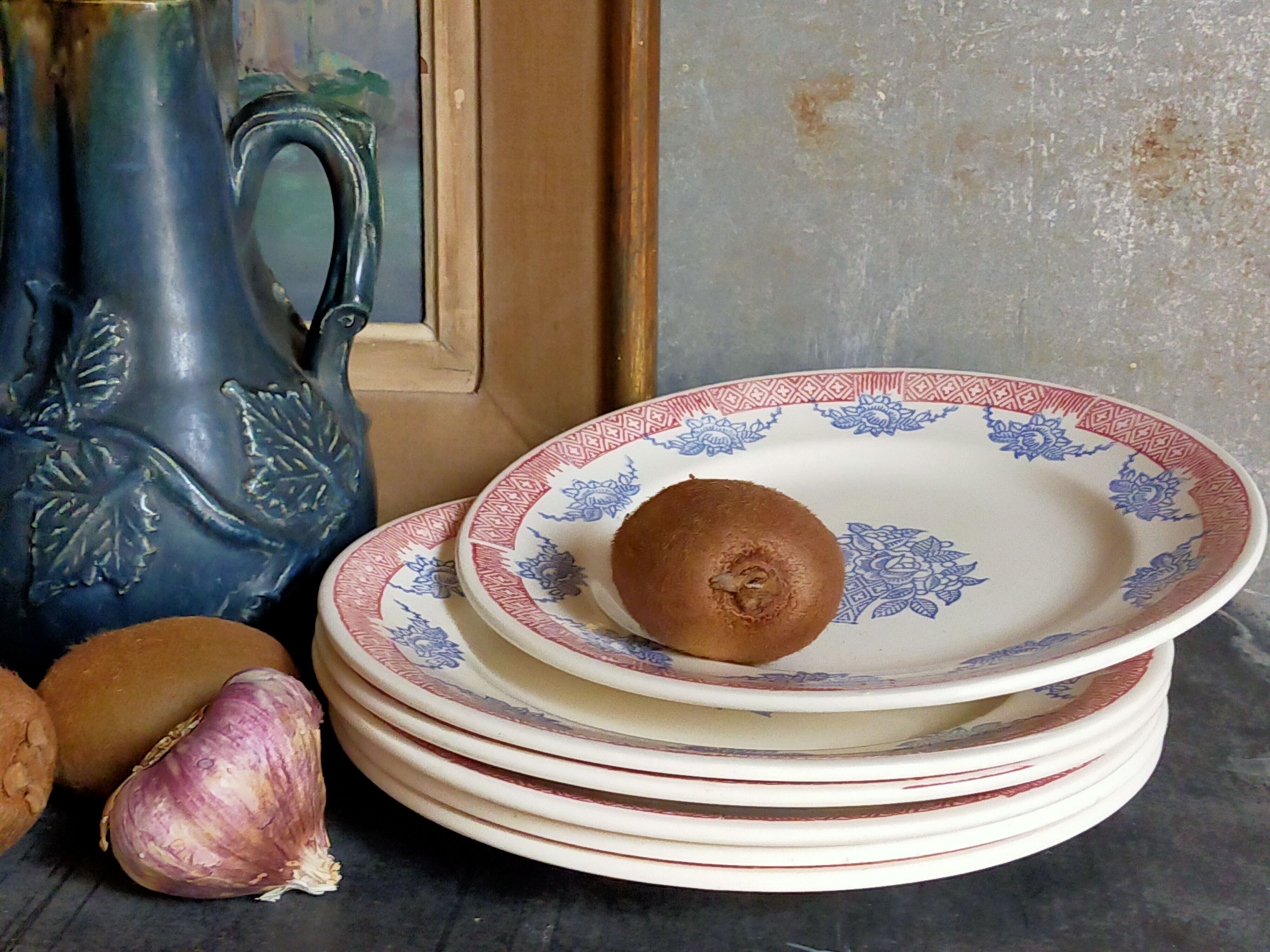 Six Art Deco plates in Longwy service "Normandy"